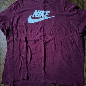 Nike Burgundy Tee with Silver Logo